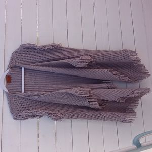 Pol M knit one size Light Gray Fringed Super Soft Sweater Vest